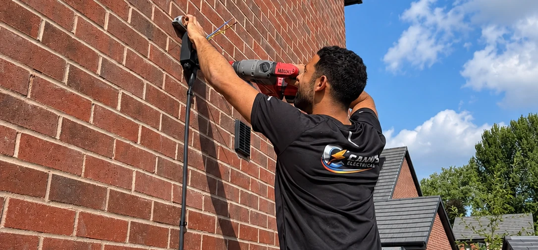 Cann\'s Electrical fitting an outdoor light fitting to a house in Cardiff